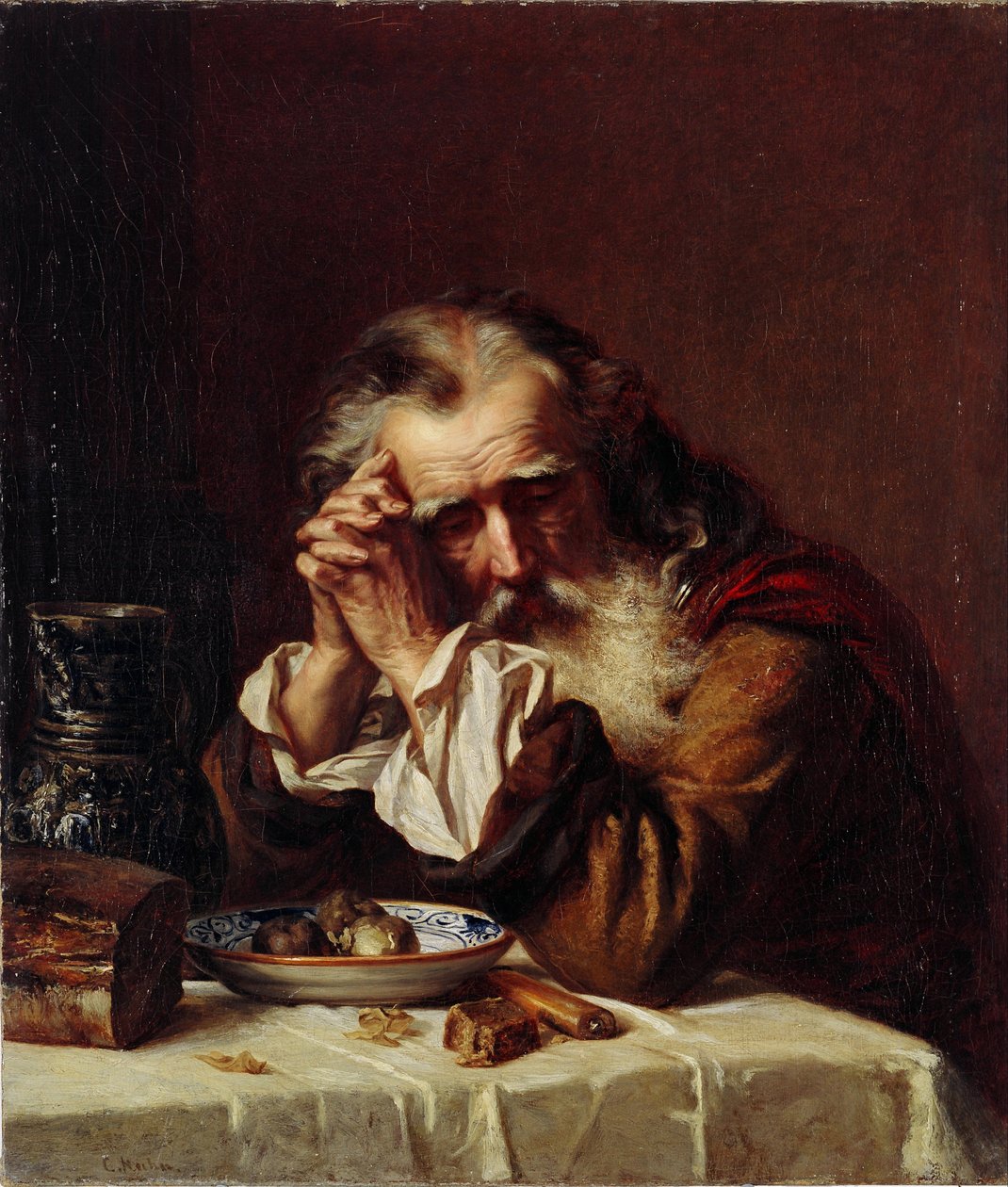 Obraz "Hlava starého muže" od Karla Fjodoroviče Guna (Ghun, Hun, Huhn) (1830-1877) 1872 - Olej na plátně Rozměr 55,5 x 49,5 cm Státní muzeum umění Lotyšské republiky, Riga od Karl Fedorovic Gun