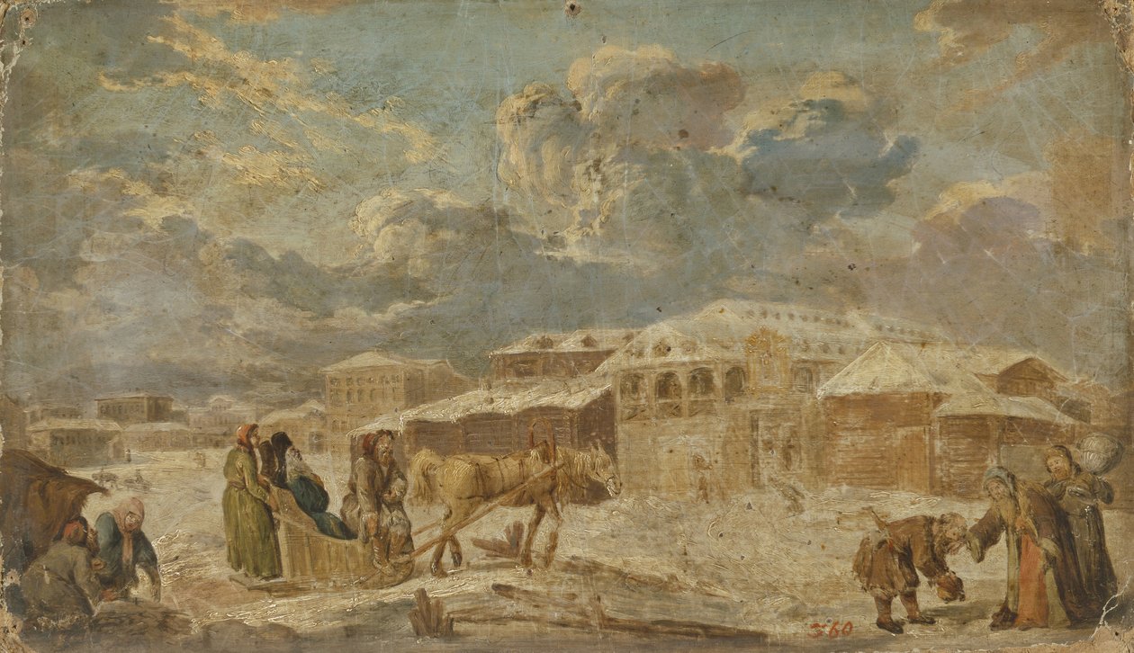 Městské náměstí v zimě, druhá polovina 18. století. od Karl Friedrich Knappe
