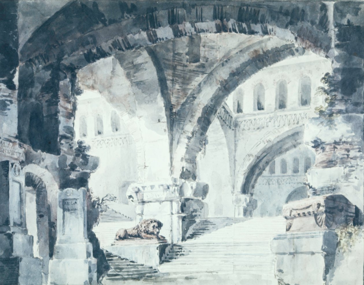Jevištní kresba pro rozsáhlý klenutý interiér od Karl Friedrich Schinkel