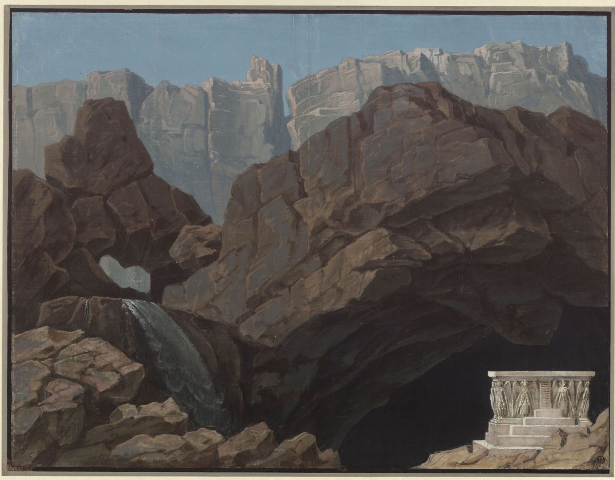 Alceste. Opera Christopha Willibalda Glucka. Návrh pro 4. dekoraci. Vstup do podsvětí od Karl Friedrich Schinkel