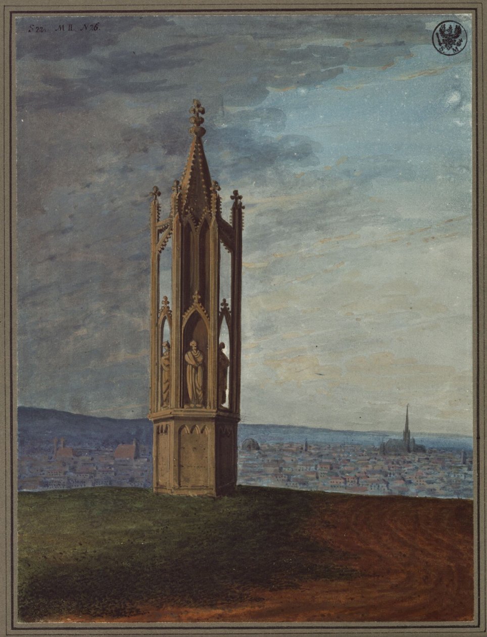 Staroněmecká památka nedaleko Vídně, nazývaná „Přadlena u kříže“ od Karl Friedrich Schinkel