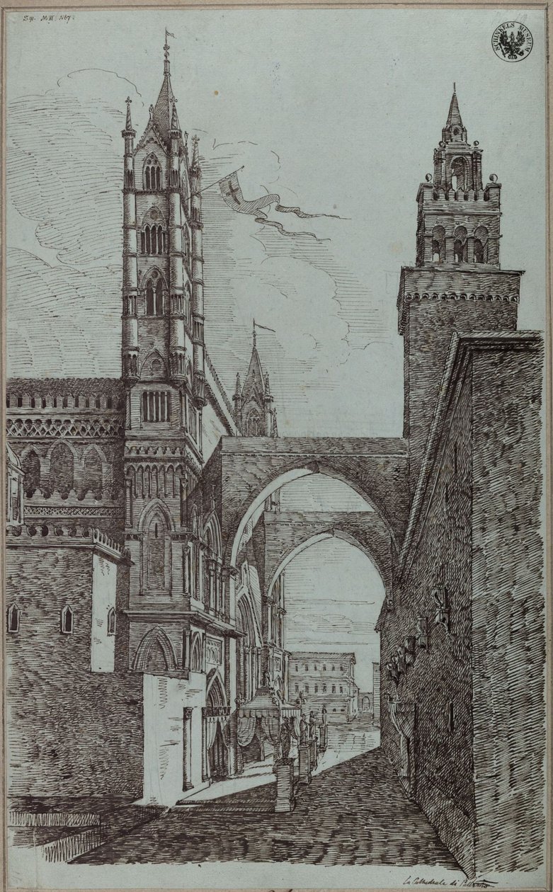 „Pohled na katedrálu v Palermu“ od Karl Friedrich Schinkel