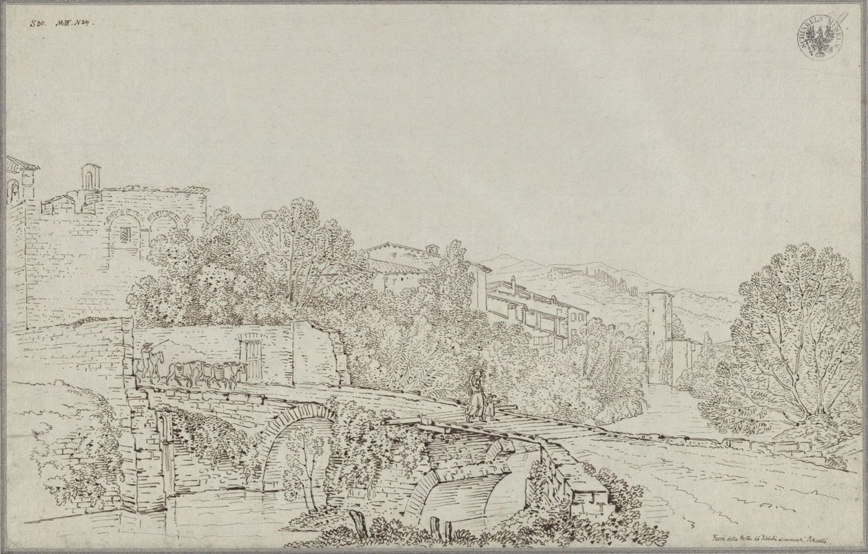 Pohled na Rieti v Apeninách s mostem přes Velino od Karl Friedrich Schinkel