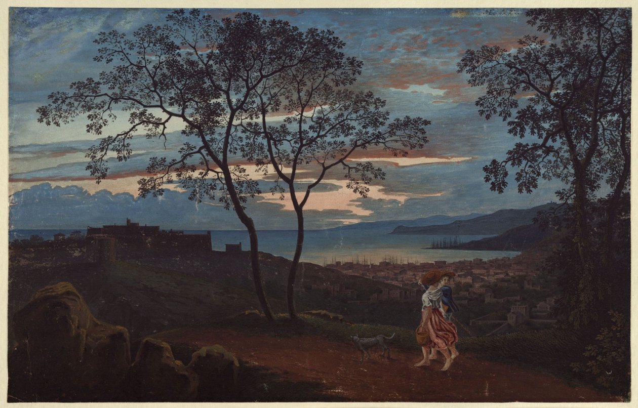Pohled na Terst z vyvýšeniny za večerní nálady od Karl Friedrich Schinkel