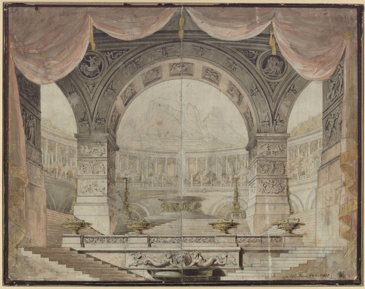 Armida. Opera Christopha Willibalda Glucka. Návrh pro 7. dekoraci. Slavnostní sál v paláci Armidy od Karl Friedrich Schinkel