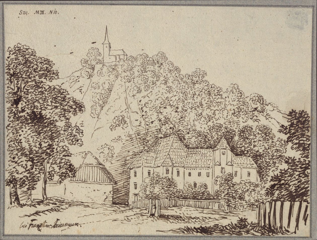 „U Franze ve Štýrsku“ / Pohled na faru ve Franzi západně od Cilli (Celje) od Karl Friedrich Schinkel