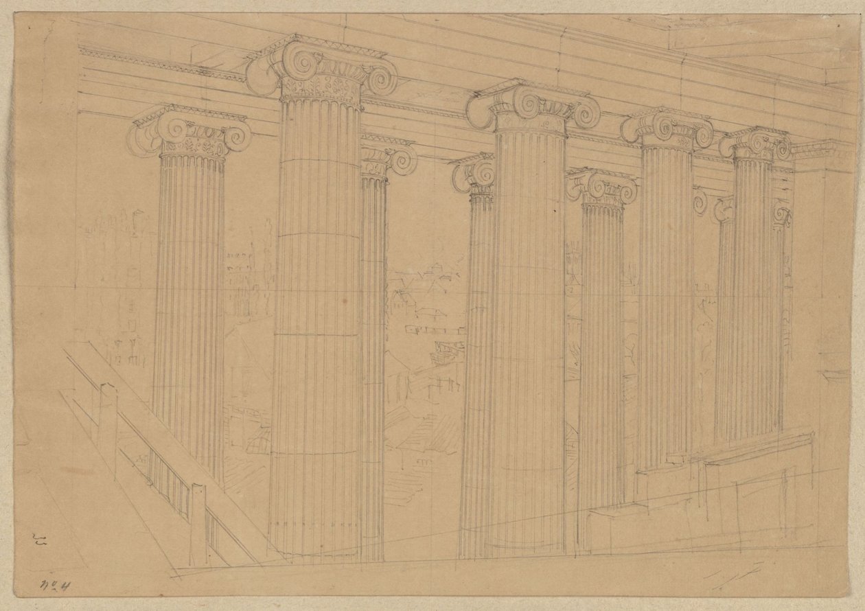 Berlín. Staré muzeum u Lustgartenu. Pohled ze sálu během výstavby od Karl Friedrich Schinkel