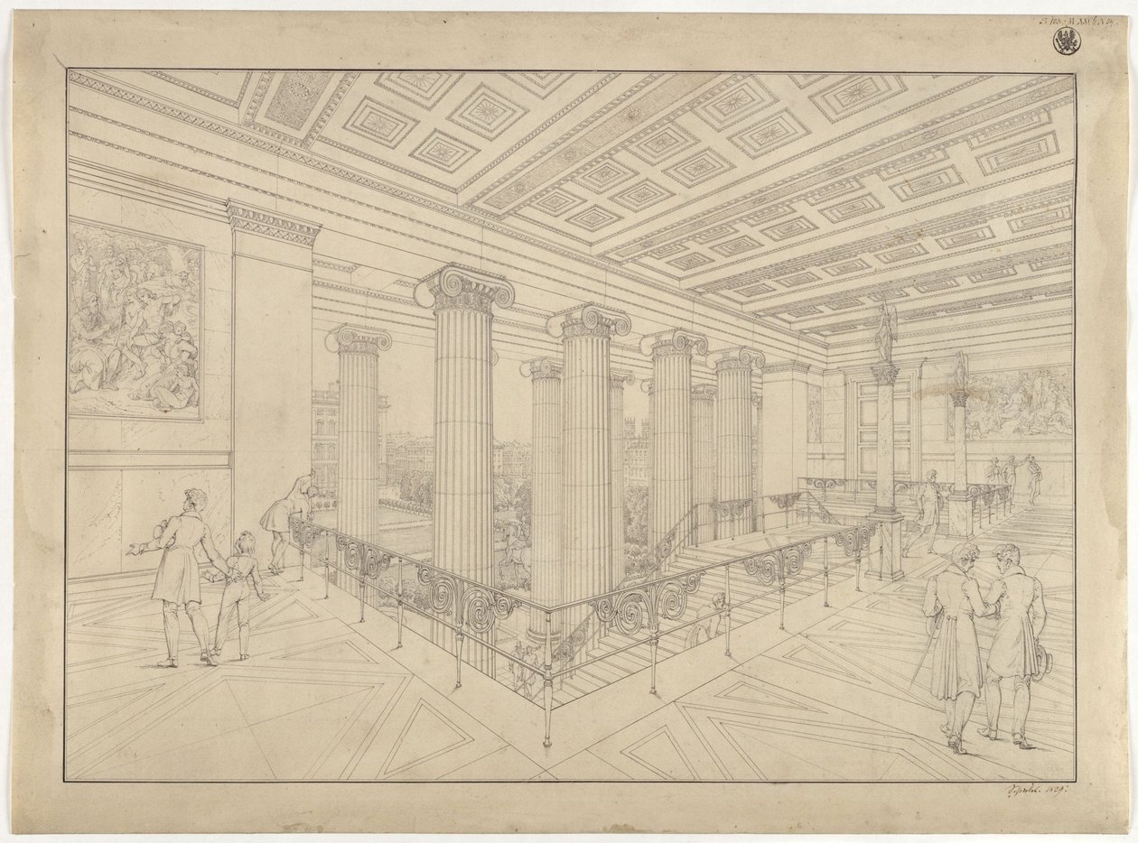 Berlín. Altes Museum u Lustgartenu. Pohled do vnitřku hlavního schodiště od Karl Friedrich Schinkel