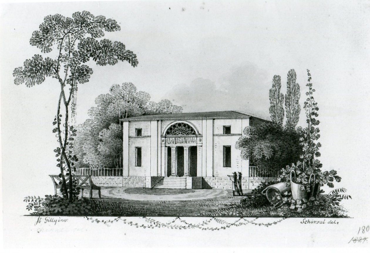Berlín. Simonův venkovský dům a návrh Mölterova venkovského domu od Karl Friedrich Schinkel