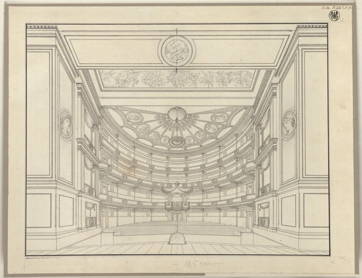 Berlín. Divadlo Schauspielhaus na náměstí Gendarmenmarkt, hlediště od Karl Friedrich Schinkel