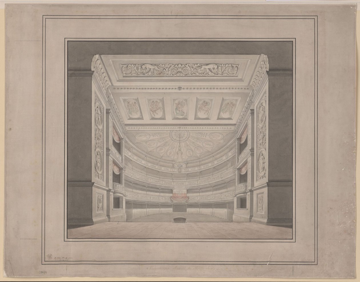 Berlín. Schauspielhaus na Gendarmenmarktu, hlediště od Karl Friedrich Schinkel