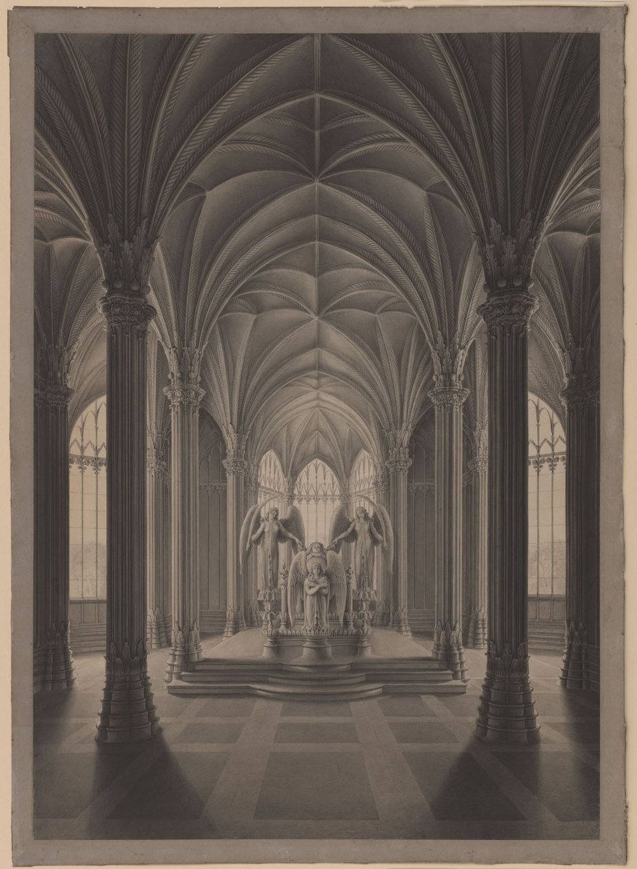 Berlín. Zámek Charlottenburg, zámecký park, mauzoleum královny Luisy. Interiér od Karl Friedrich Schinkel