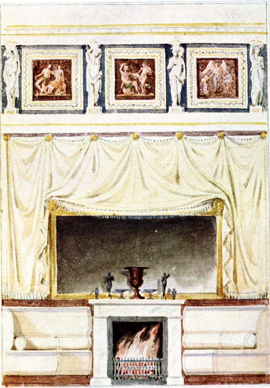Berlín, Wilhelmplatz. Palác prince Karla Pruského, návrh kabinetu od Karl Friedrich Schinkel
