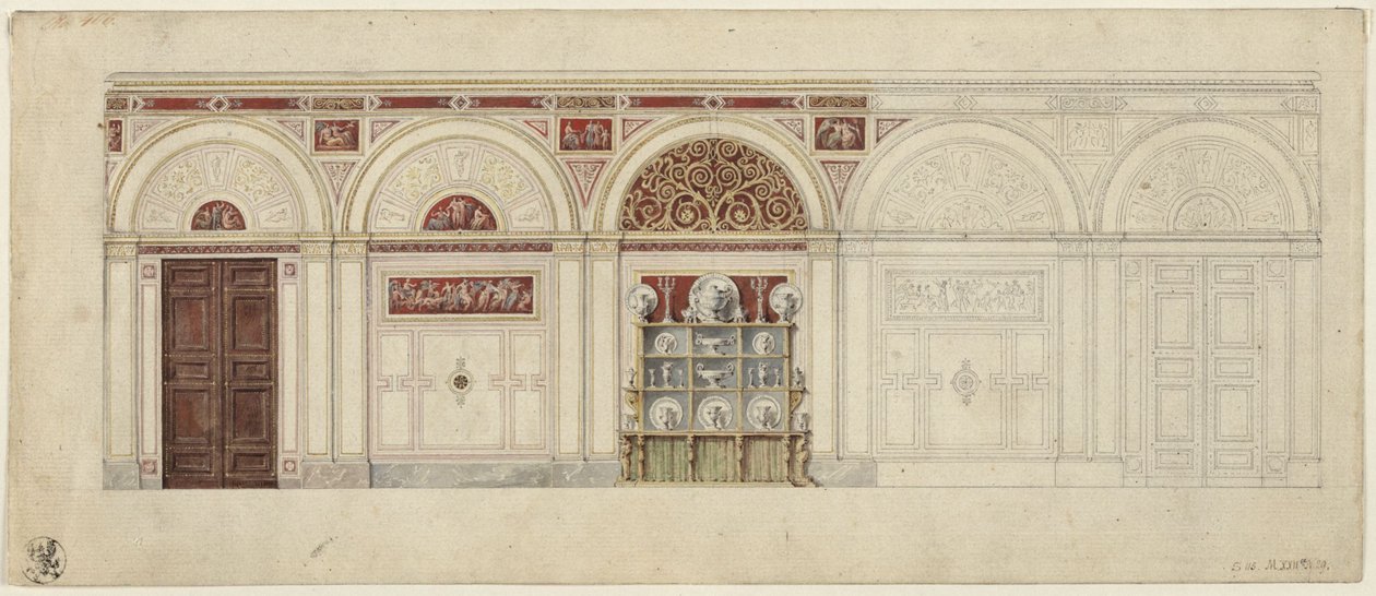 Berlín, Wilhelmstraße 102. Palác prince Albrechta Pruského, návrh jídelny od Karl Friedrich Schinkel