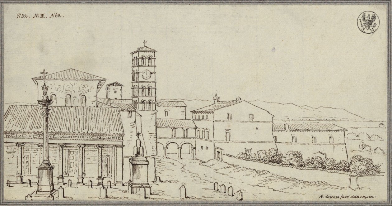 Pohled na kostel San Lorenzo fuori le mura v Římě od Karl Friedrich Schinkel