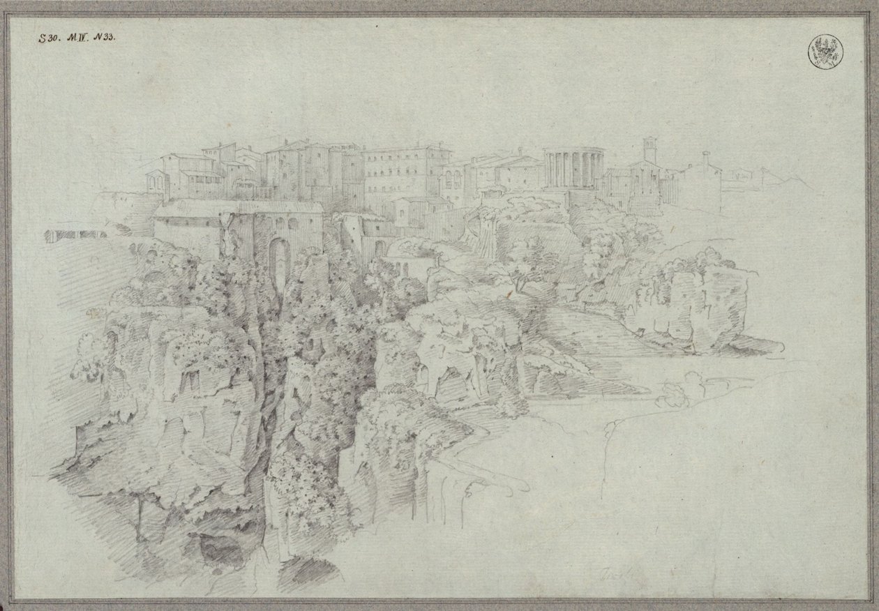 Pohled na Tivoli přes údolí Aniene od Karl Friedrich Schinkel