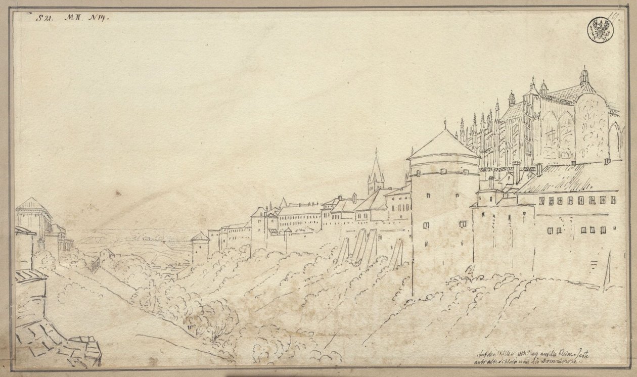 Pohled na Hradčany v Praze s chórou katedrály sv. Víta od Karl Friedrich Schinkel