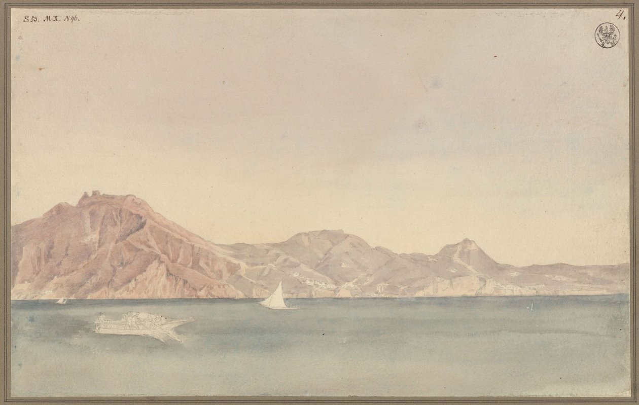 Pohled ze Schinkelova bytu v Neapoli na pobřeží u Sorrenta od Karl Friedrich Schinkel