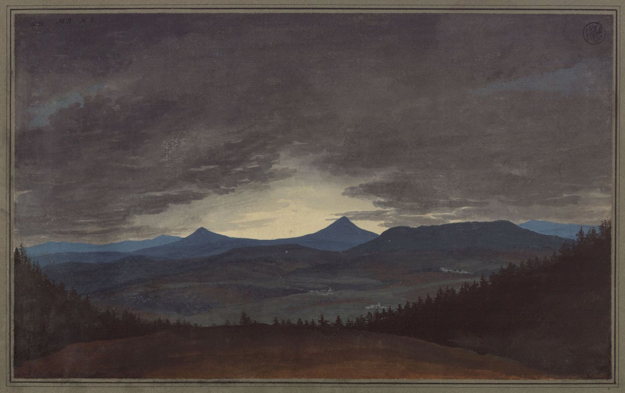 České pohoří za soumraku od Karl Friedrich Schinkel