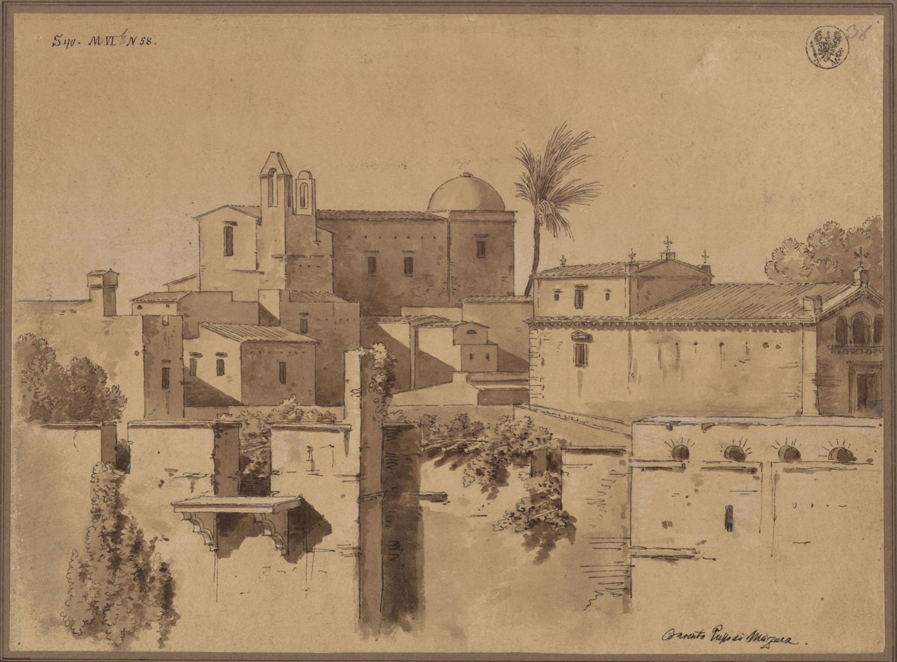 „Convento presso di Mazara“ - klášter nebo kostel v Marsale na Sicílii od Karl Friedrich Schinkel