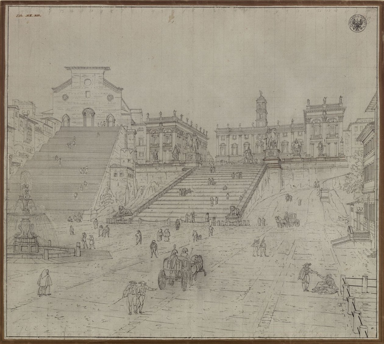 Kapitol v Římě - Pohled na kostel Santa Maria in Aracoeli a Kapitol v Římě od Karl Friedrich Schinkel