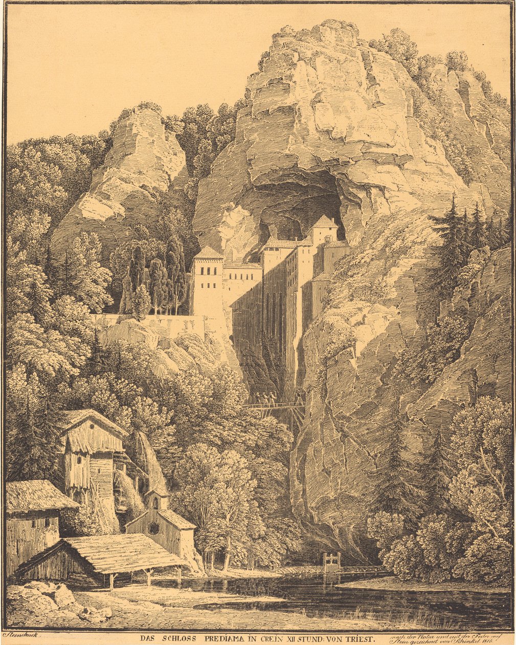 Hrad Prediama v Creinu XII hodina: z Terstu (hrad Predjama v Kraňsku, dvanáct hodin z Terstu) od Karl Friedrich Schinkel