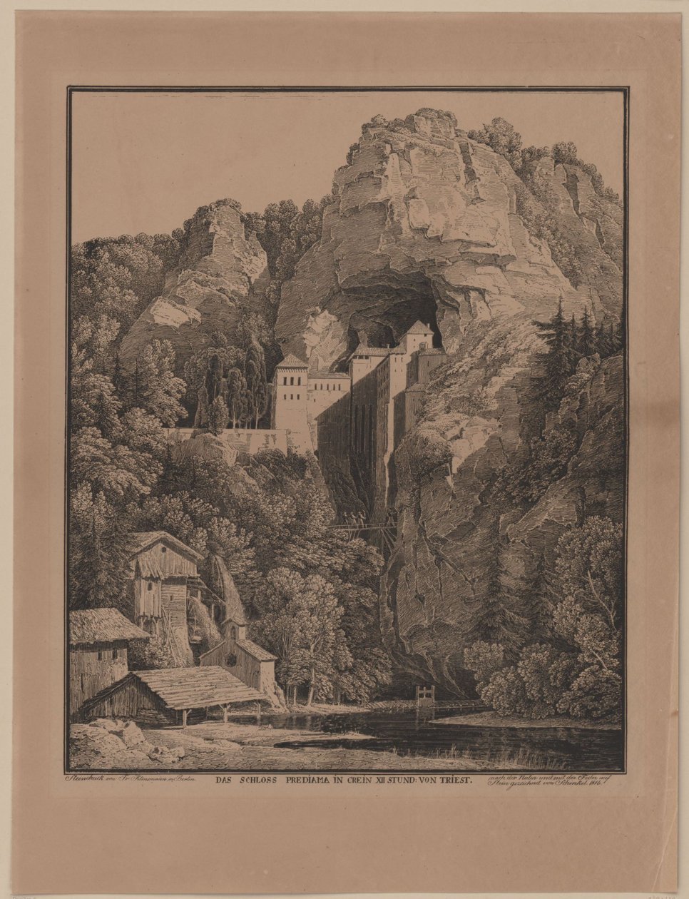 Hrad Predjama v Kraňsku od Karl Friedrich Schinkel