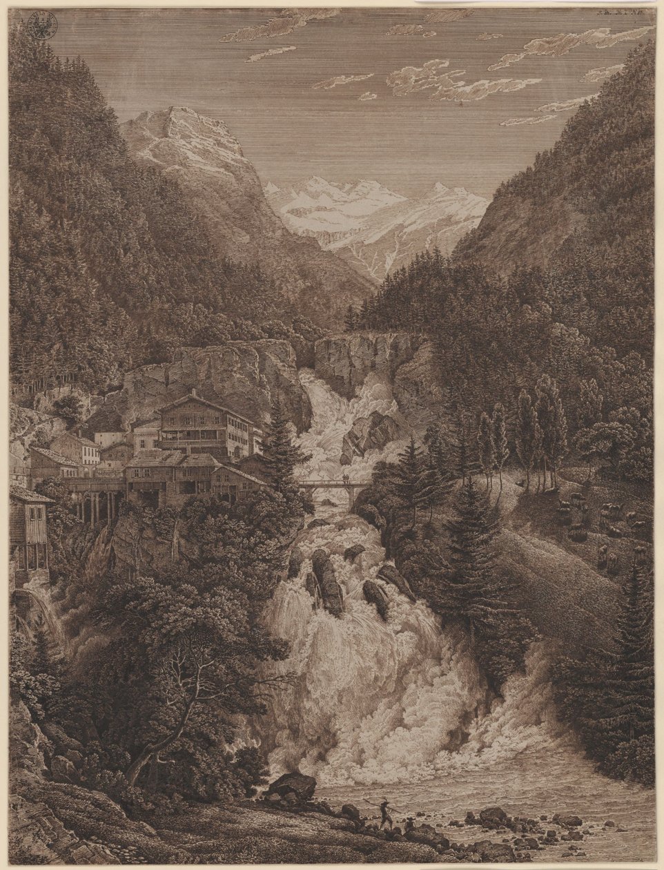 Vodopád u Wildbad Gastein od Karl Friedrich Schinkel