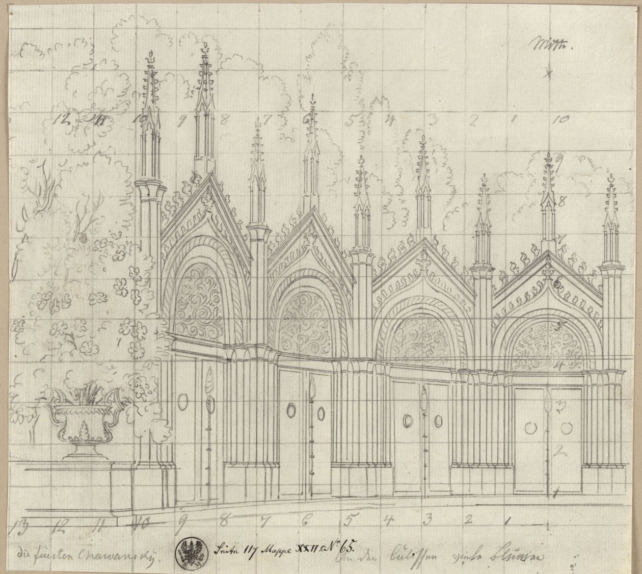 Knížata Chawansky. Tragédie Ernsta Raupacha. Návrh dekorace. Kaple svatého Jiří od Karl Friedrich Schinkel