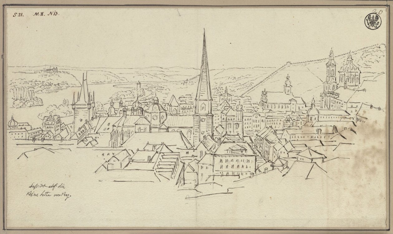 Malá Strana v Praze z Hradčany od Karl Friedrich Schinkel