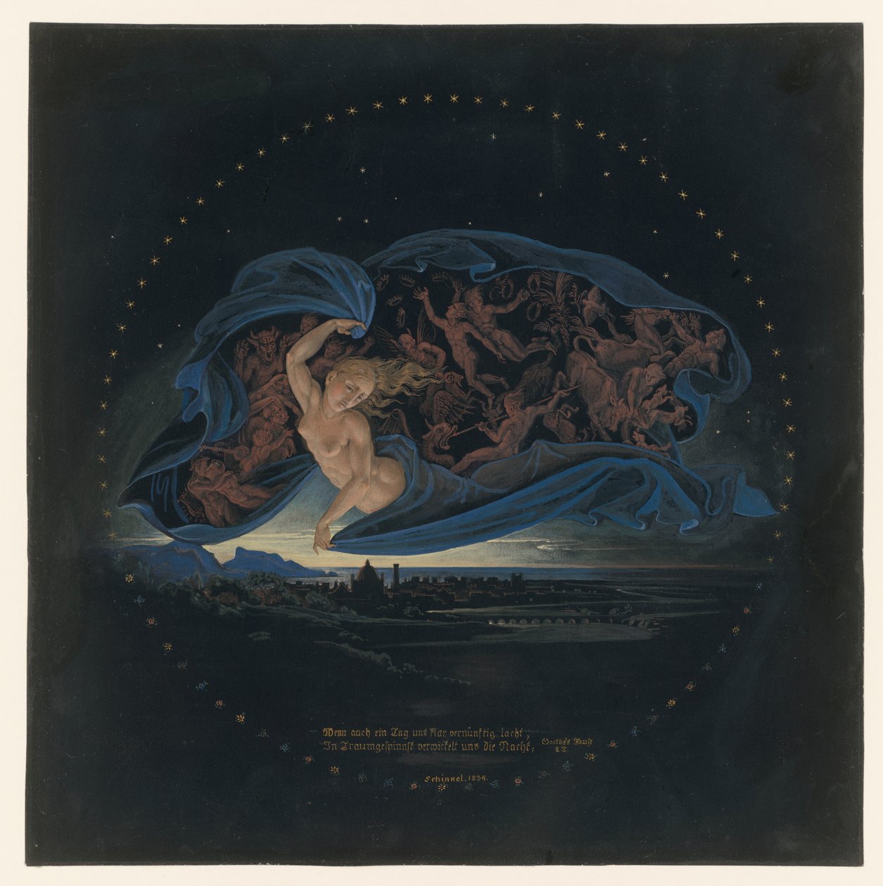 Noc se snáší nad Neapolským zálivem od Karl Friedrich Schinkel