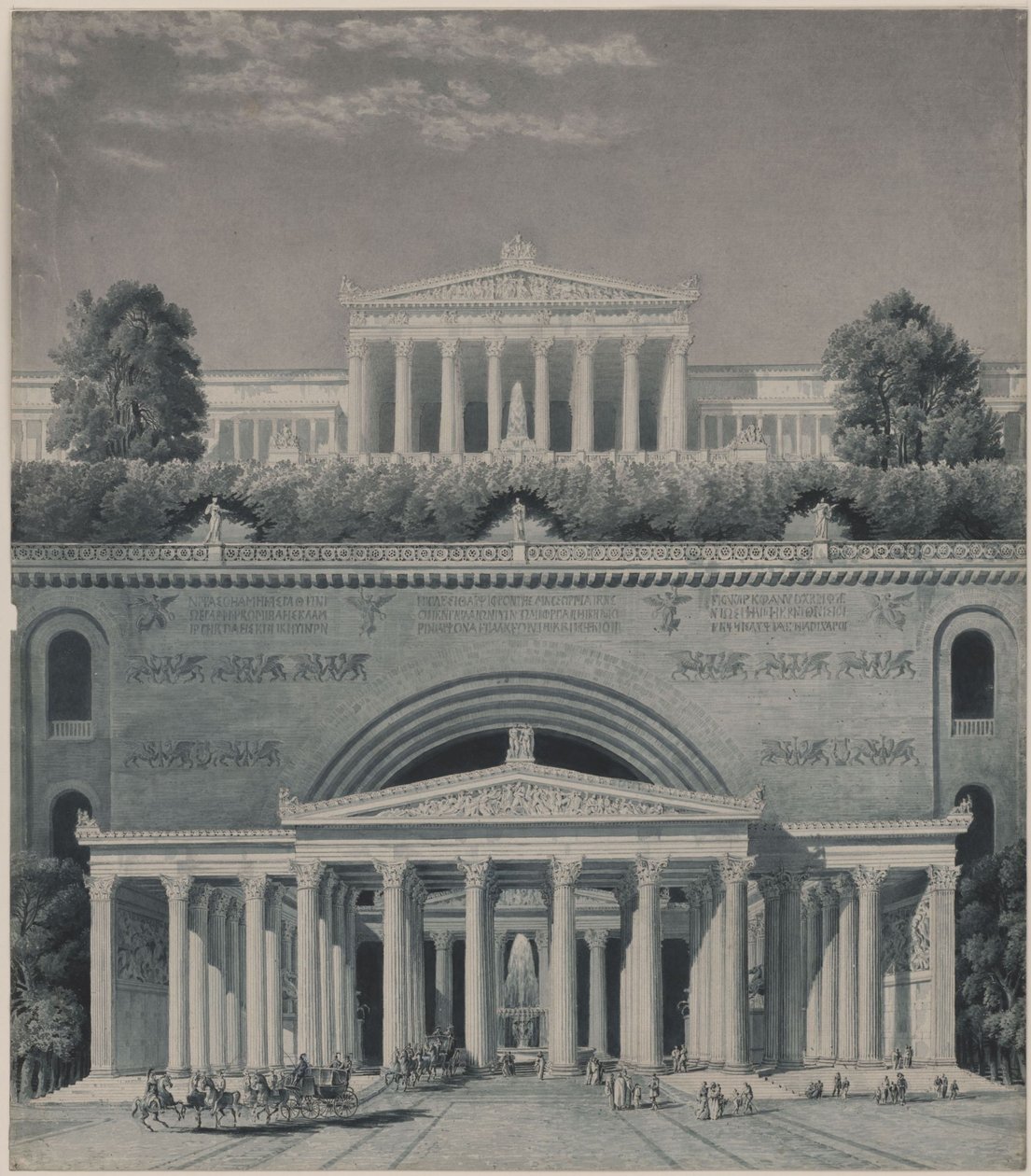Rezidence knížete. Vjezd do zámku od Karl Friedrich Schinkel