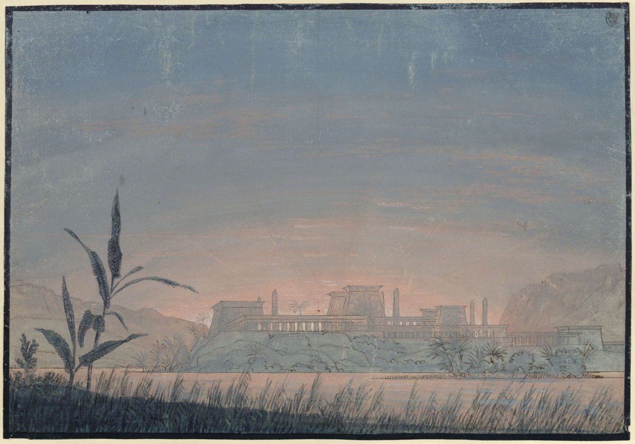 Kouzelná flétna. Opera Wolfganga Amadea Mozarta. Návrh pro 10. dekoraci. Krajina se Sarastrovým hradem od Karl Friedrich Schinkel