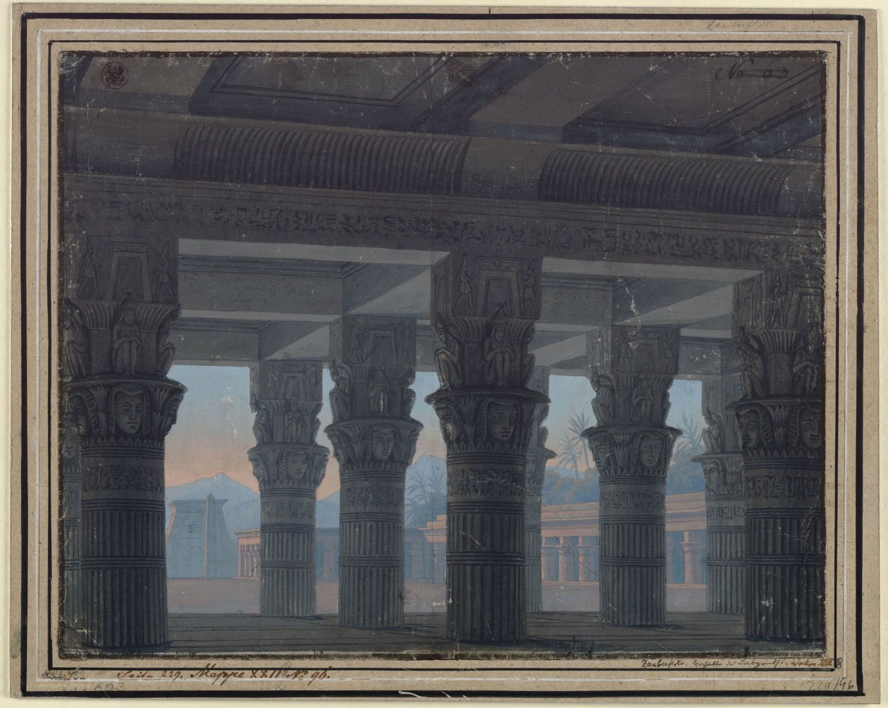 Kouzelná flétna. Opera Wolfganga Amadea Mozarta. Návrh pro 8. dekoraci. Předsíň labyrintu od Karl Friedrich Schinkel