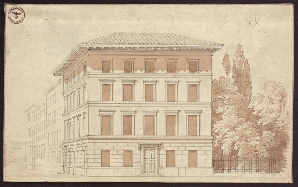 Návrh obytného domu. Pohled od Karl Friedrich Schinkel