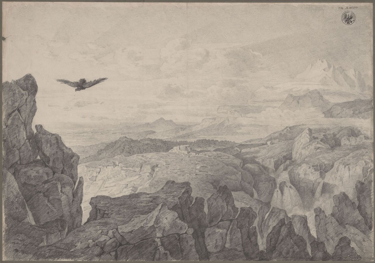 Horská krajina s kroužícím orlem od Karl Friedrich Schinkel