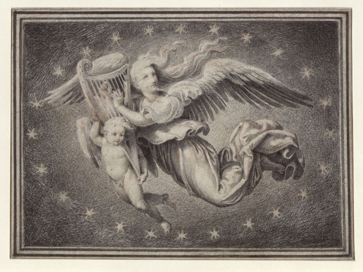 Hudební génius hrající na harfu od Karl Friedrich Schinkel
