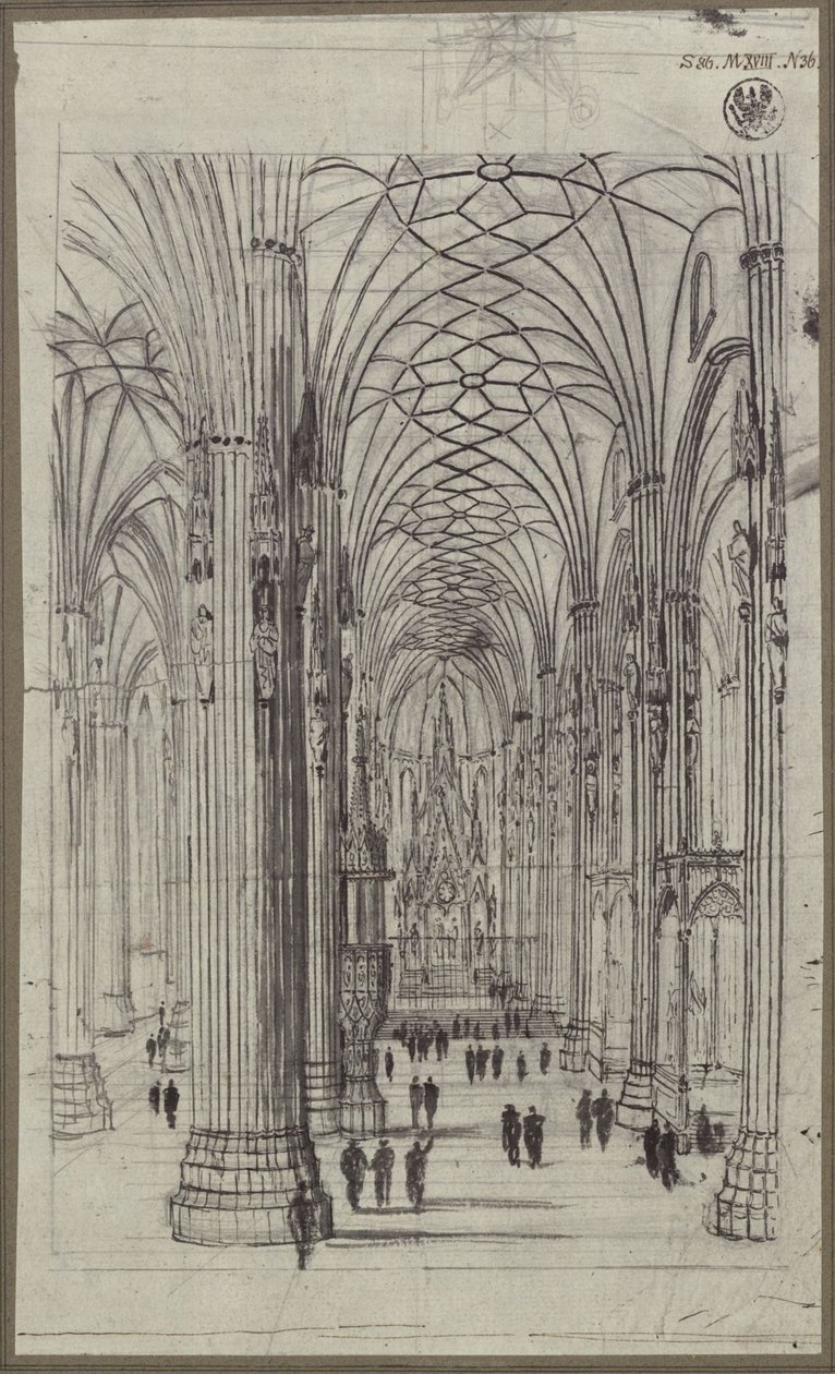 Vnitřní pohled na kostel sv. Štěpána ve Vídni od Karl Friedrich Schinkel