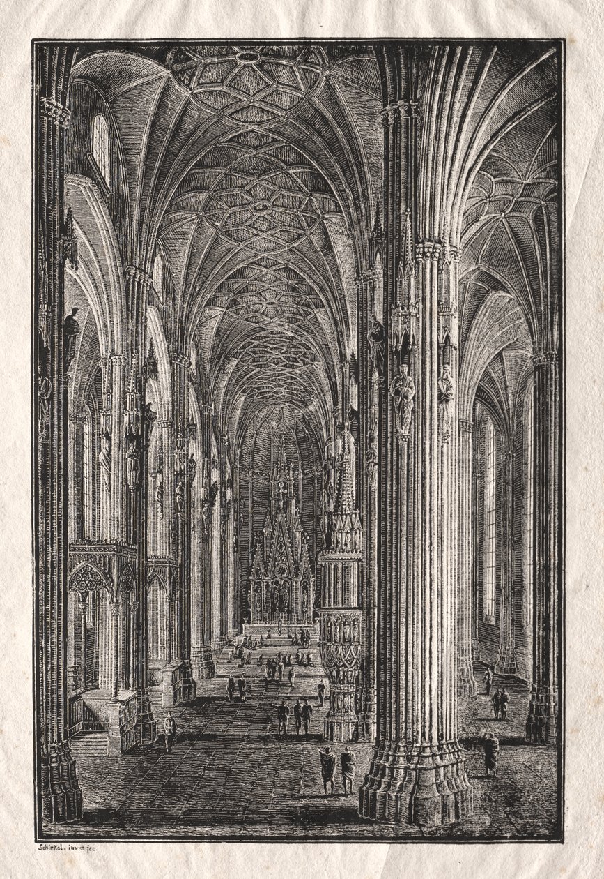 Interiér katedrály svatého Štěpána ve Vídni od Karl Friedrich Schinkel