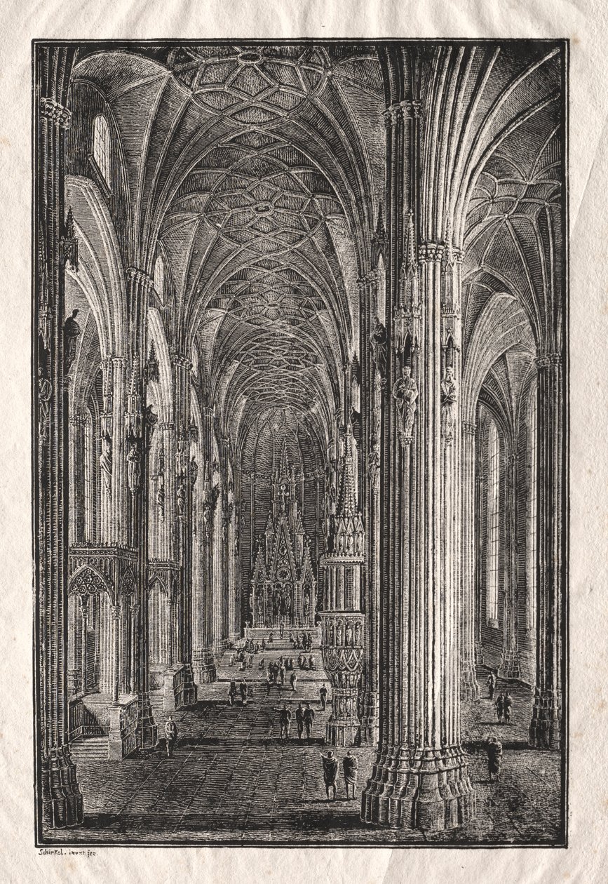 Interiér katedrály sv. Štěpána ve Vídni, c. 1810. od Karl Friedrich Schinkel