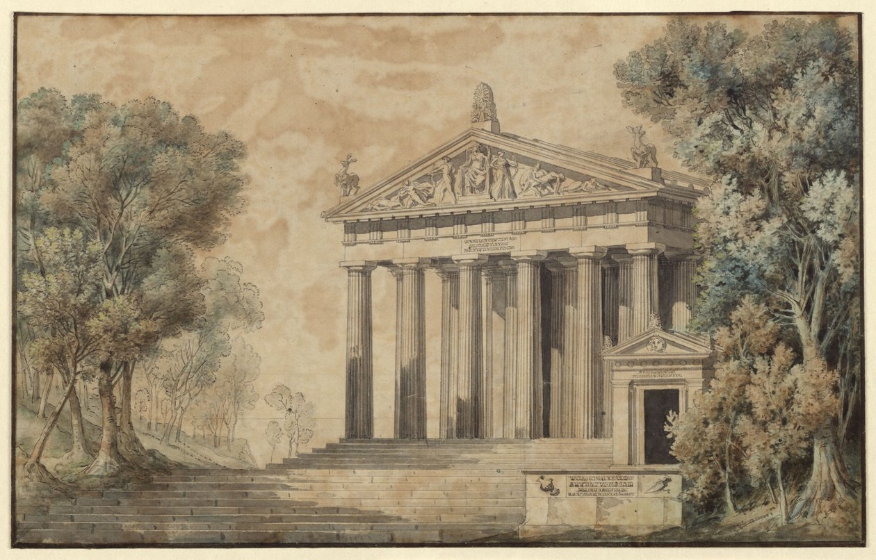 Ifigenie na Tauridě. Divadelní hra Johanna Wolfganga von Goetha. Návrh dekorace. Dianin chrám od Karl Friedrich Schinkel