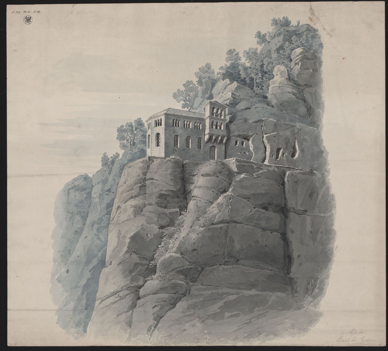 Kastel u Saarburgu. Poustevna. Perspektivní pohled od Karl Friedrich Schinkel