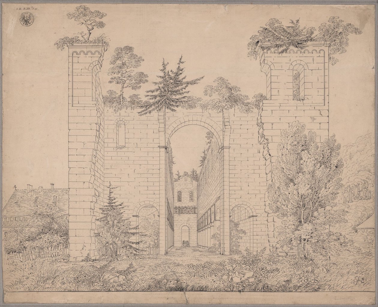 Zřícenina kláštera Paulinzella. Pohled do lodi od východu od Karl Friedrich Schinkel