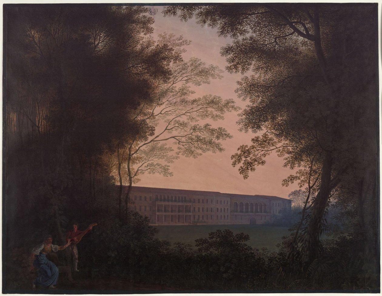 Köstritz. Zámek. Pohled ze strany zahrady od Karl Friedrich Schinkel