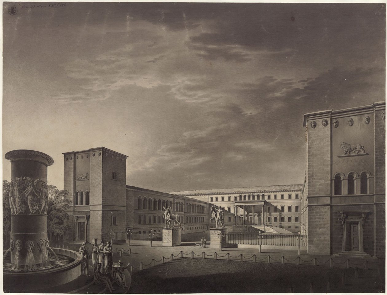 Köstritz. Zámek. Pohled na stranu nádvoří od Karl Friedrich Schinkel