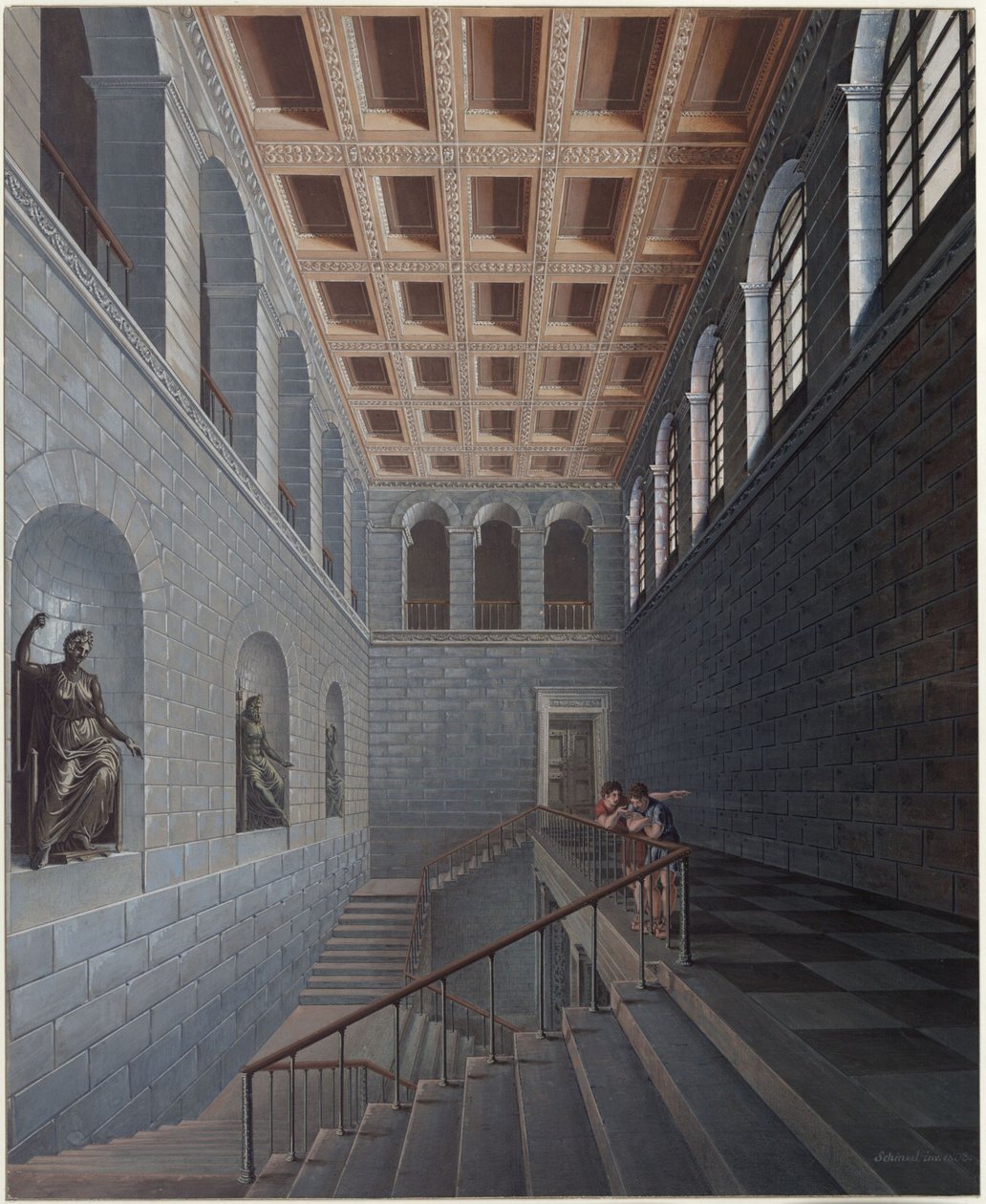 Köstritz. Zámek. Pohled na schodiště od Karl Friedrich Schinkel