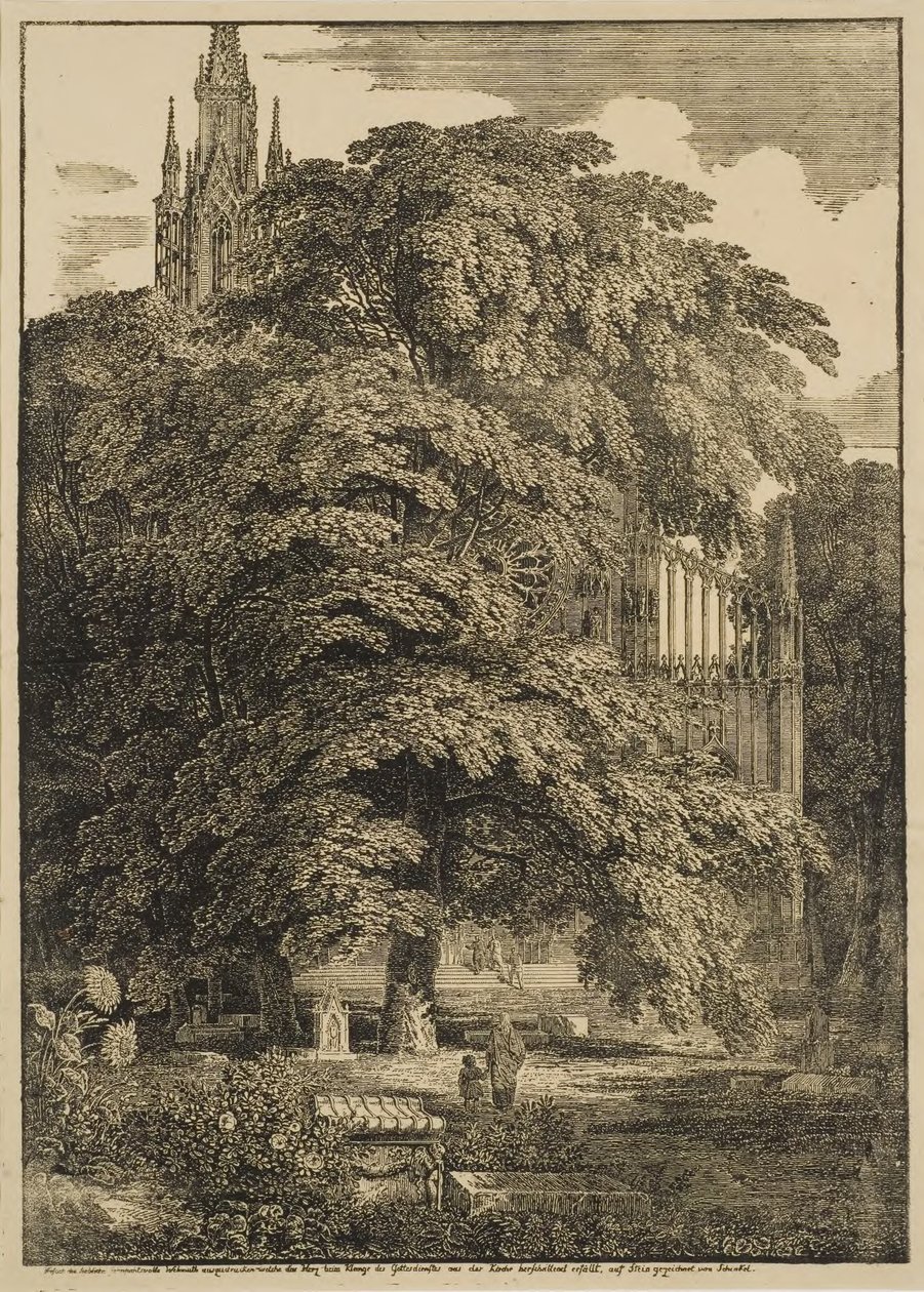 Hřbitov před gotickou katedrálou od Karl Friedrich Schinkel