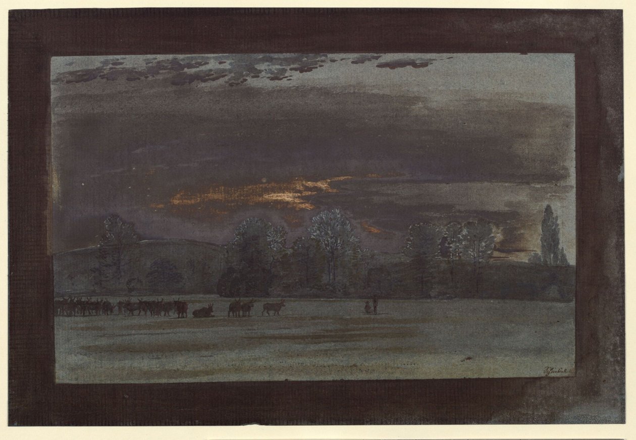Krajina se stádem dobytka od Karl Friedrich Schinkel