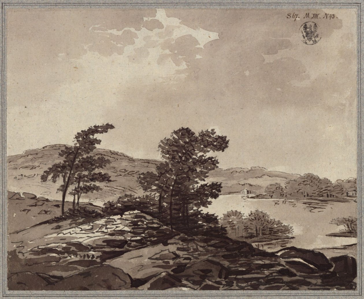 Krajina s jezerem od Karl Friedrich Schinkel