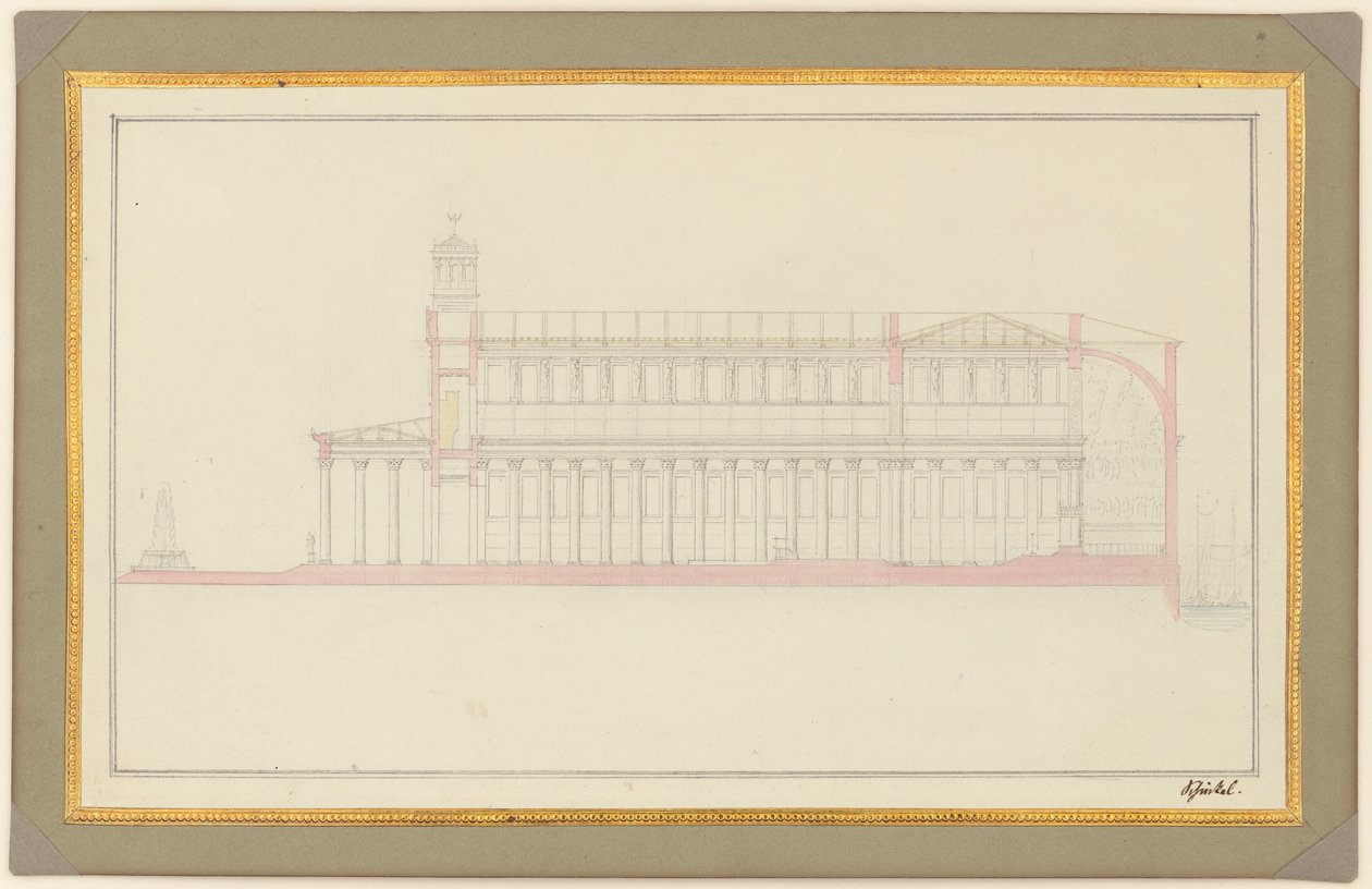 Podélný řez katedrálou pro Berlín od Karl Friedrich Schinkel
